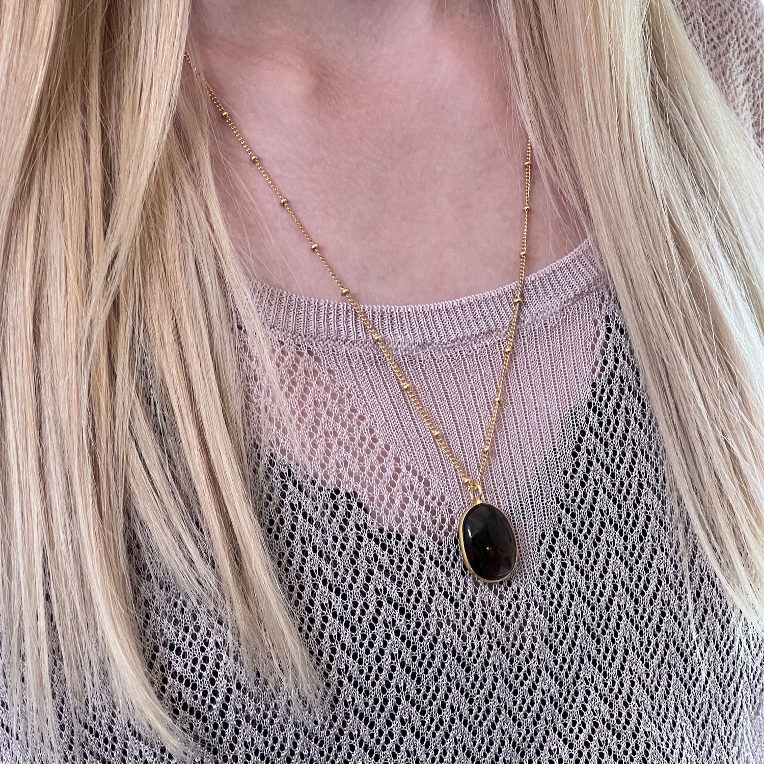 Freeform Smokey Quartz  Bezel set pendant