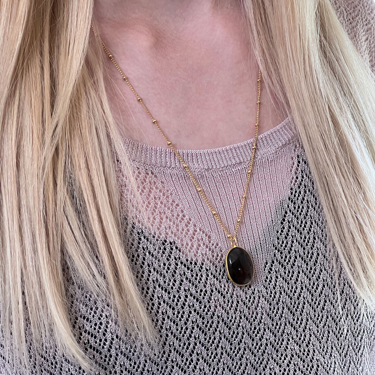 Freeform Smokey Quartz Bezel set pendant
