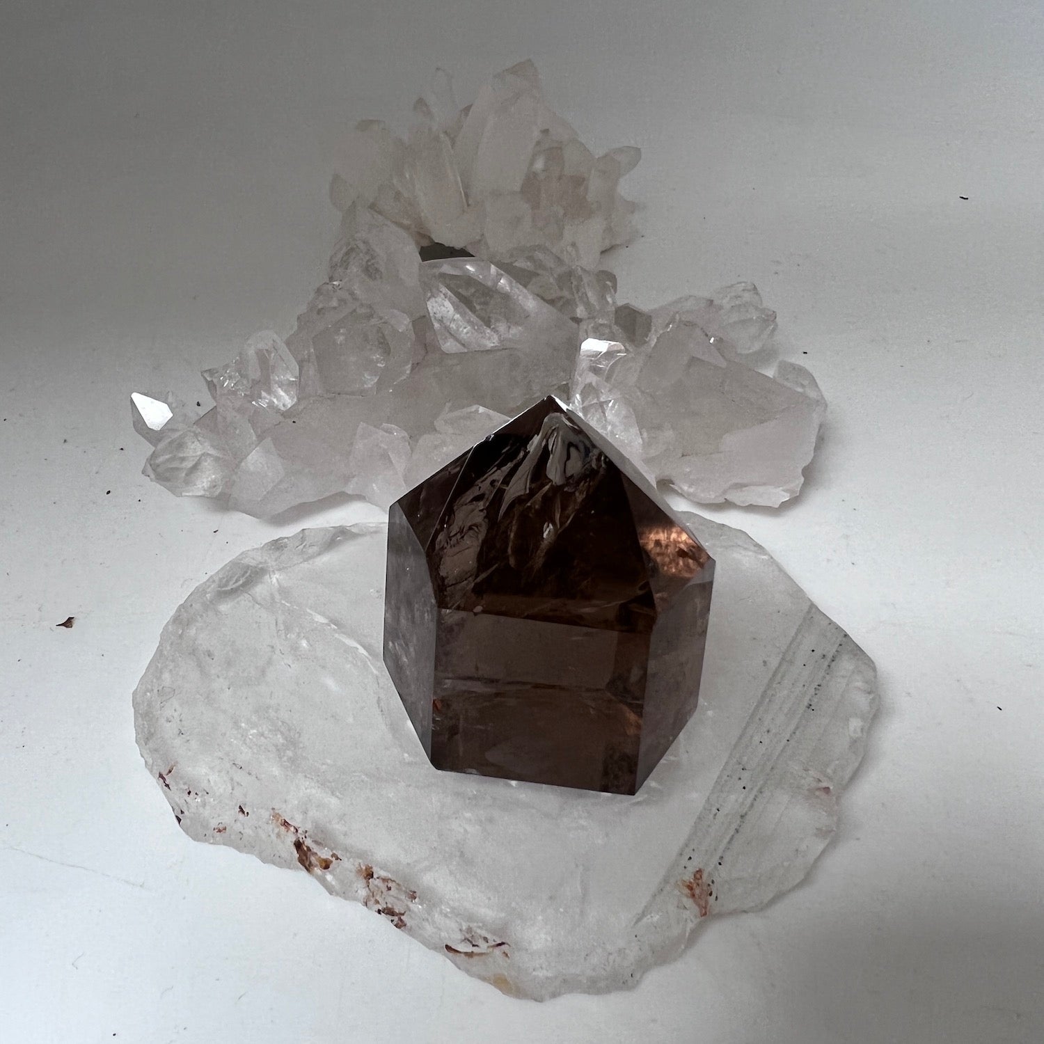 Unique  short chunky Smokey  quartz point from Brazil