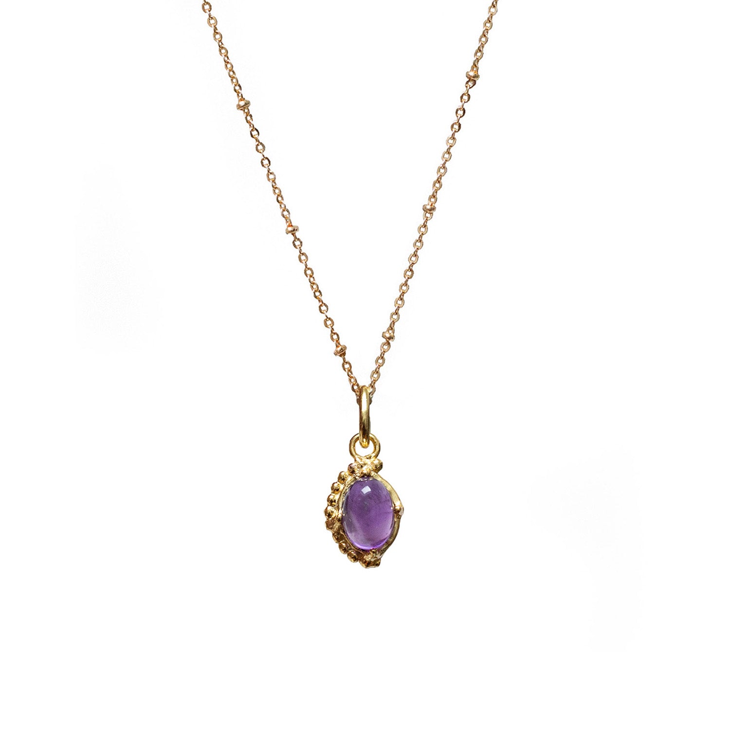 Asymmetric Amethyst Pendant On Satellite Chain Or Garnet Rosary
