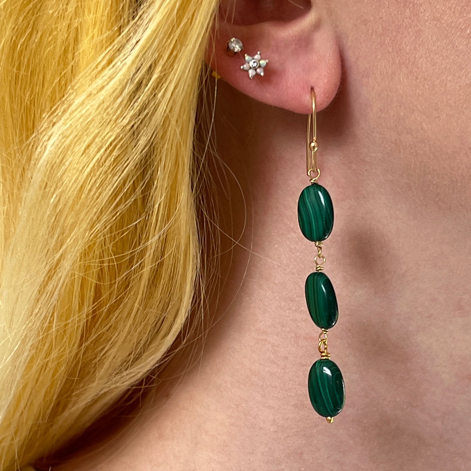 3 Malachite Earrings