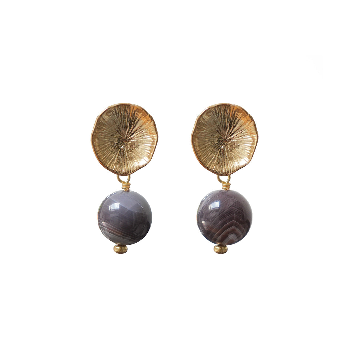 Flower Coral Botswana Agate Earrings