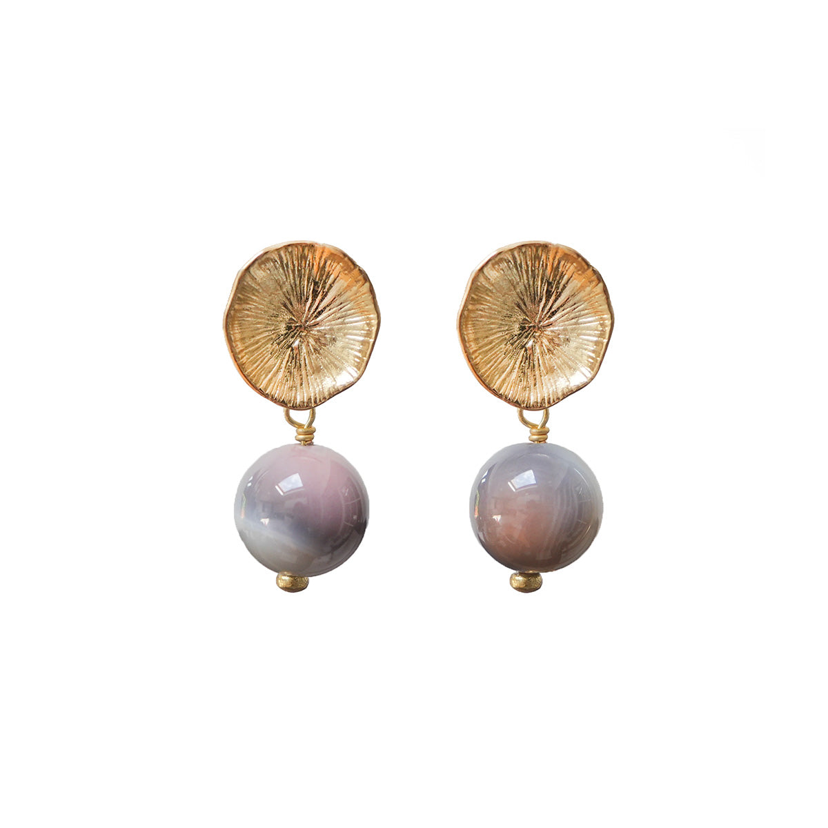 Flower Coral Botswana Agate Earrings