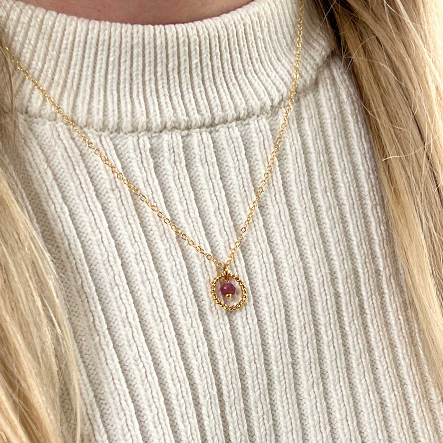 Alexis Burmese Ruby Pendant on Short Simple Chain