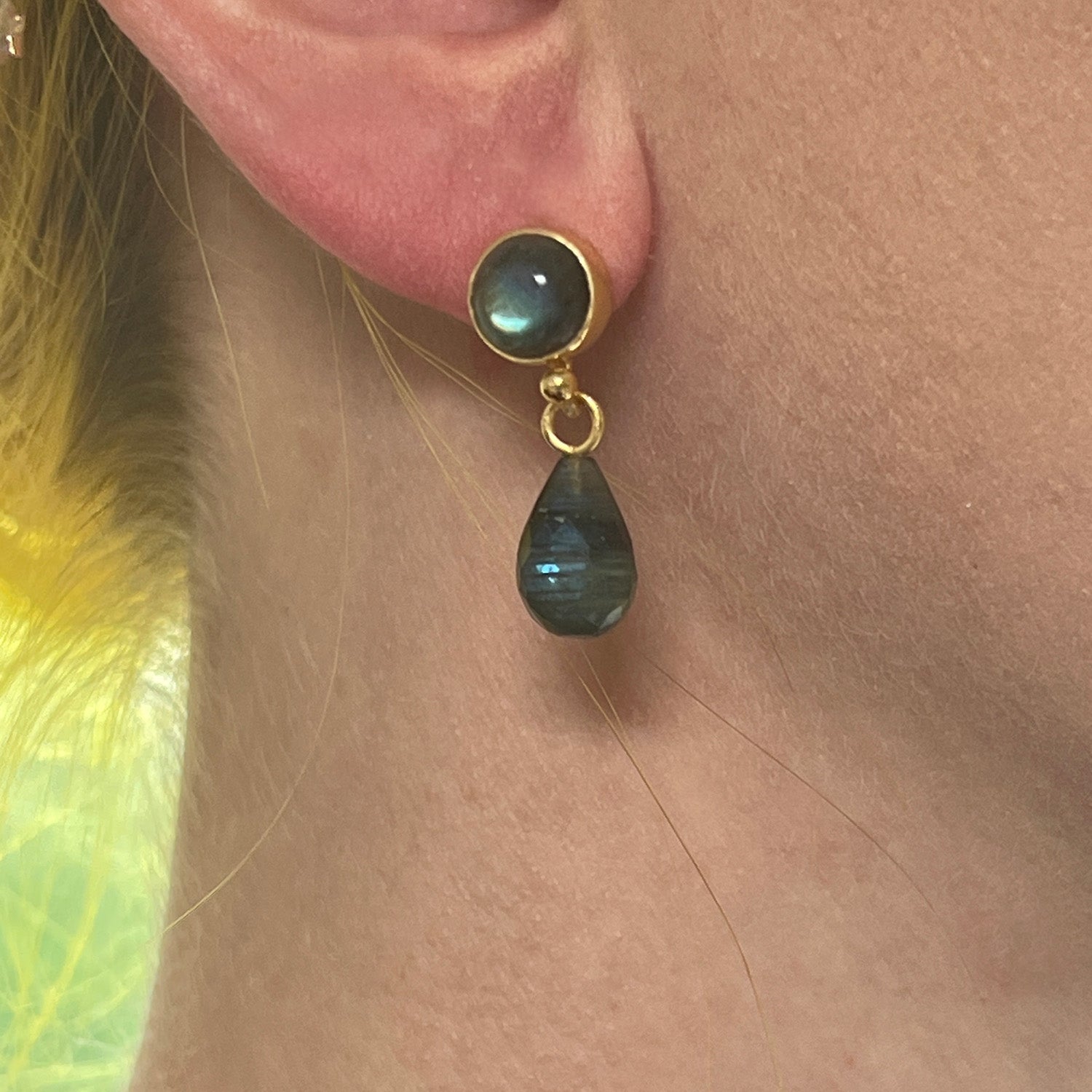 Anabel Stud Labradorite Drop Earrings