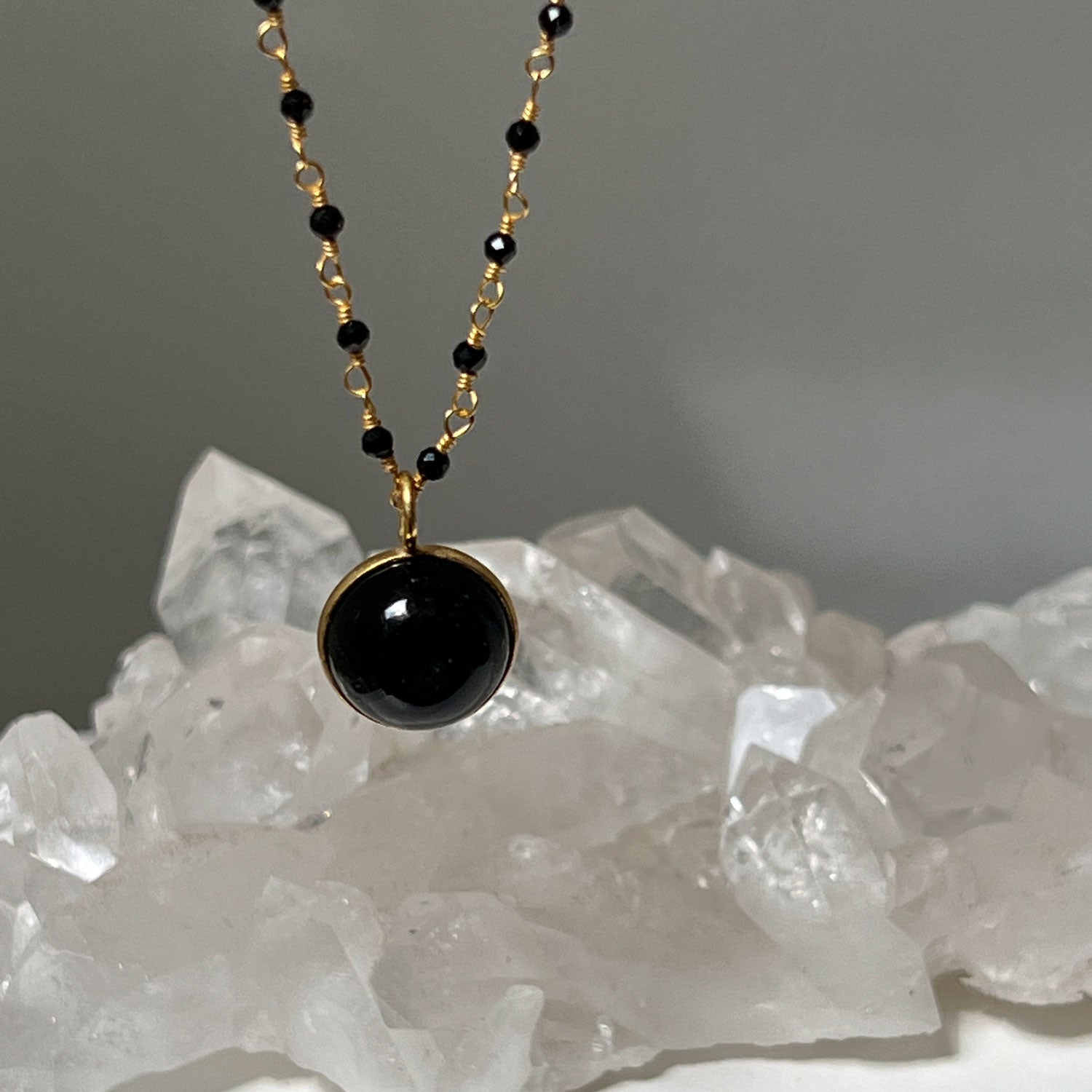 Black Onyx Rosary with Black Onyx Ball Pendant