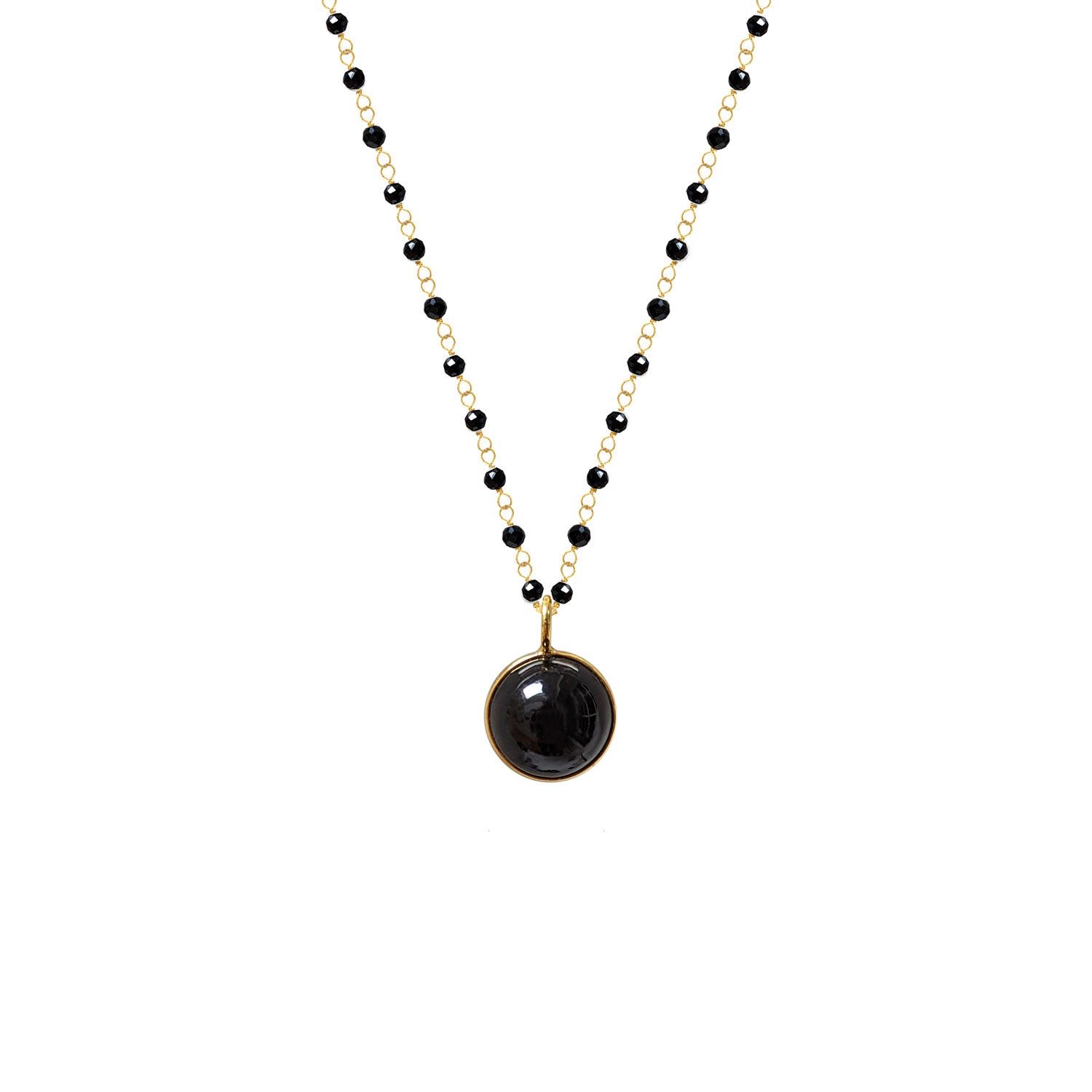 Black Onyx Rosary with Black Onyx Ball Pendant