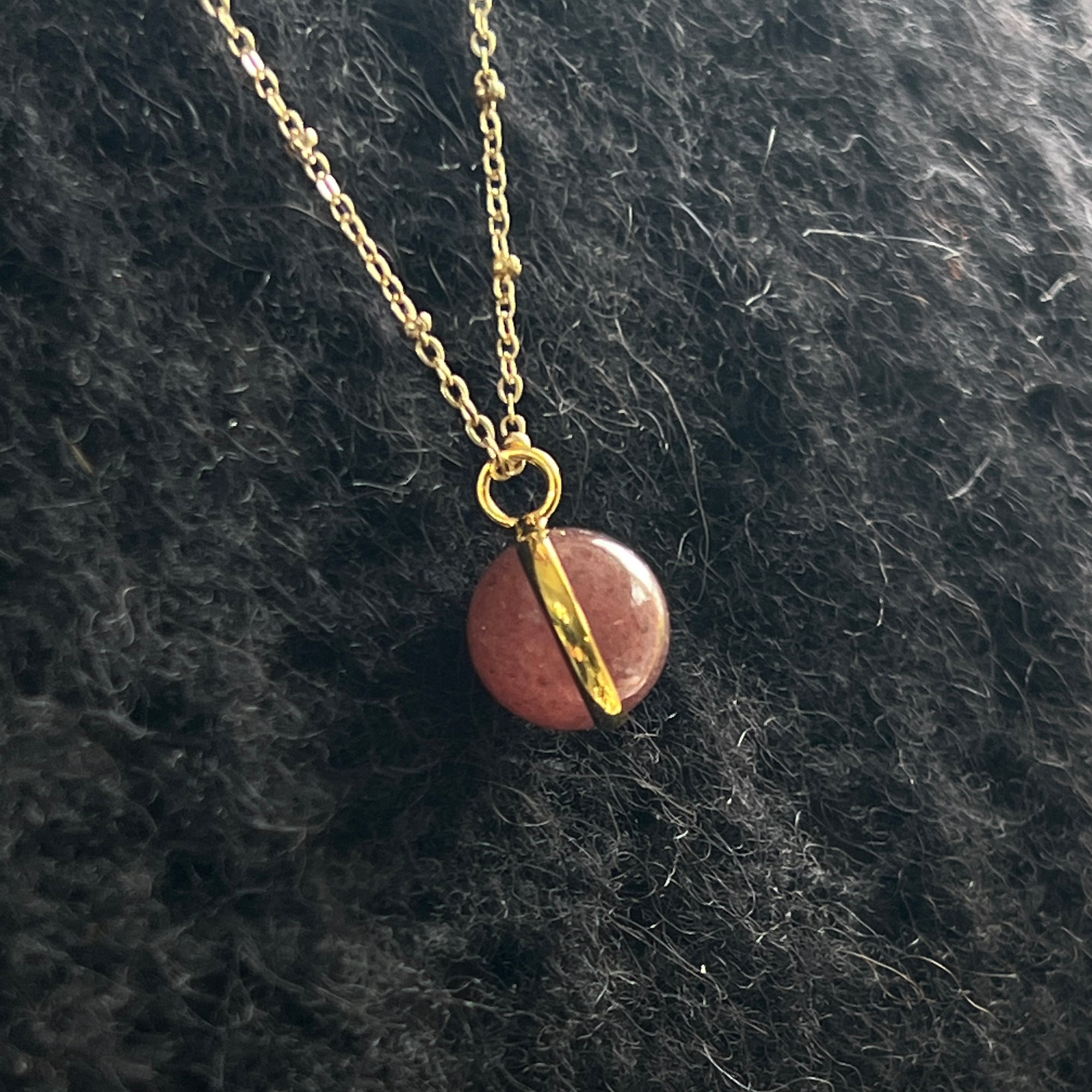 Magic Crystal Ball Strawberry Quartz On A Long Satellite chain