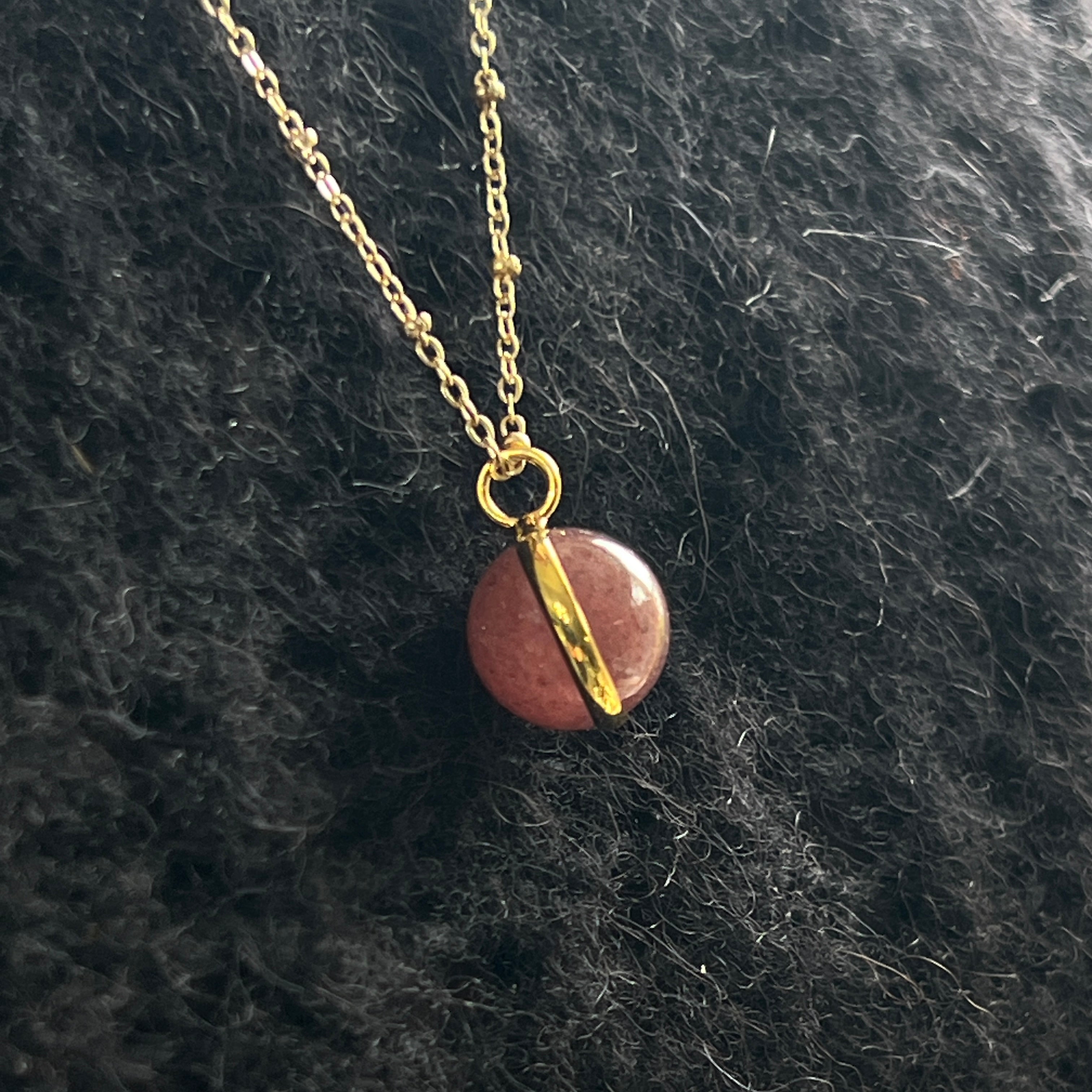 Magic Crystal Ball Strawberry Quartz On A Long Satellite chain