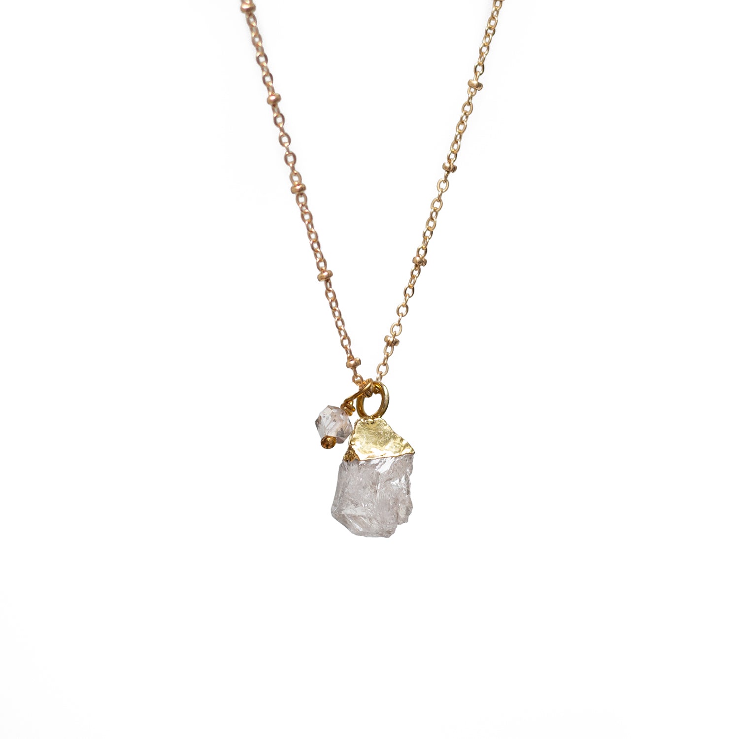 Raw Freeform Crystal Pendant with Small Herkimer Diamond