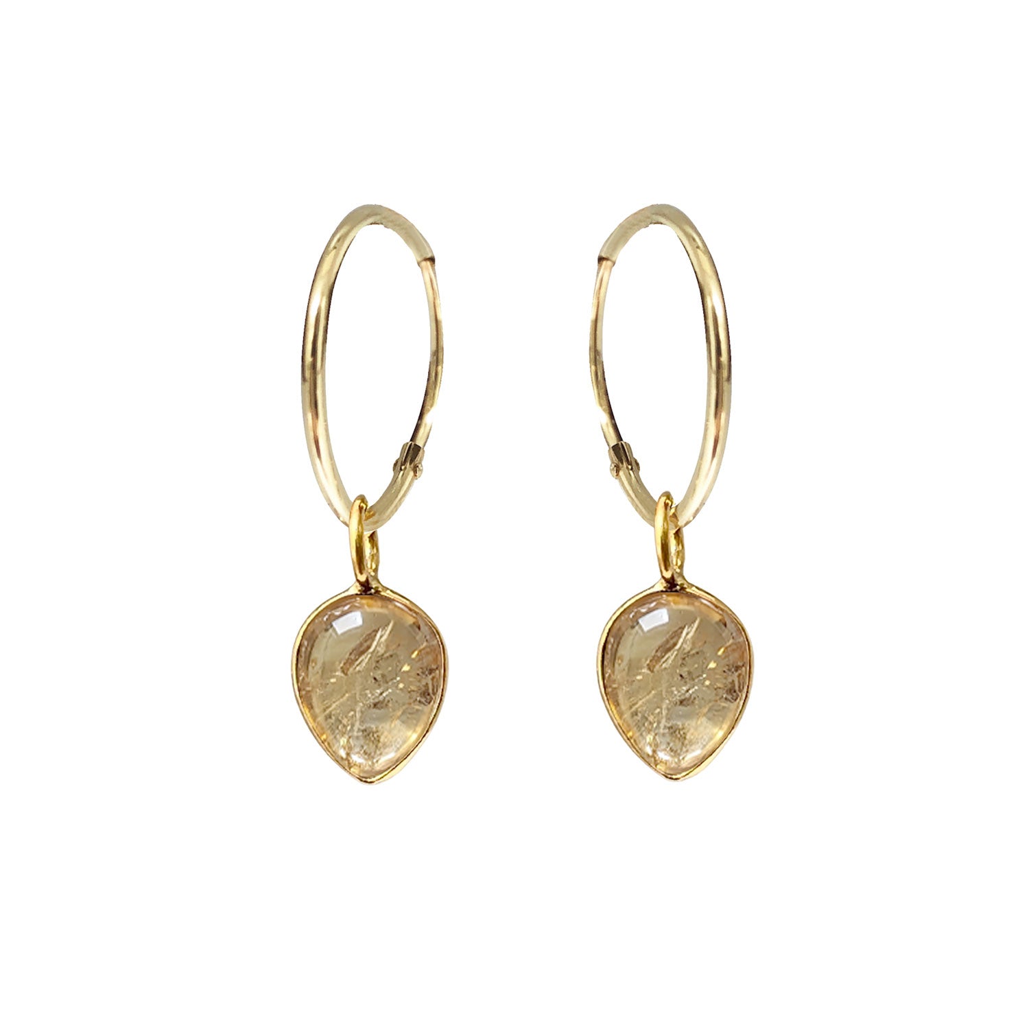 Cora Creole with Smooth Citrine Drop Earrings