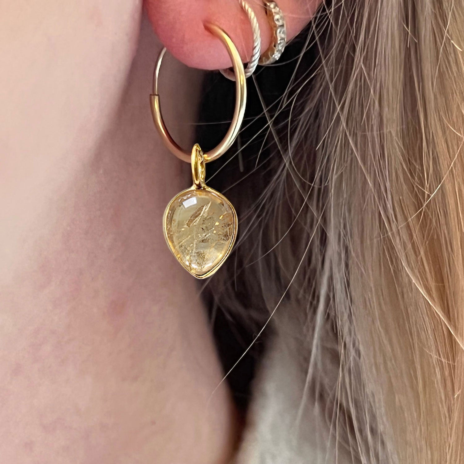 Cora Creole with Smooth Citrine Drop Earrings