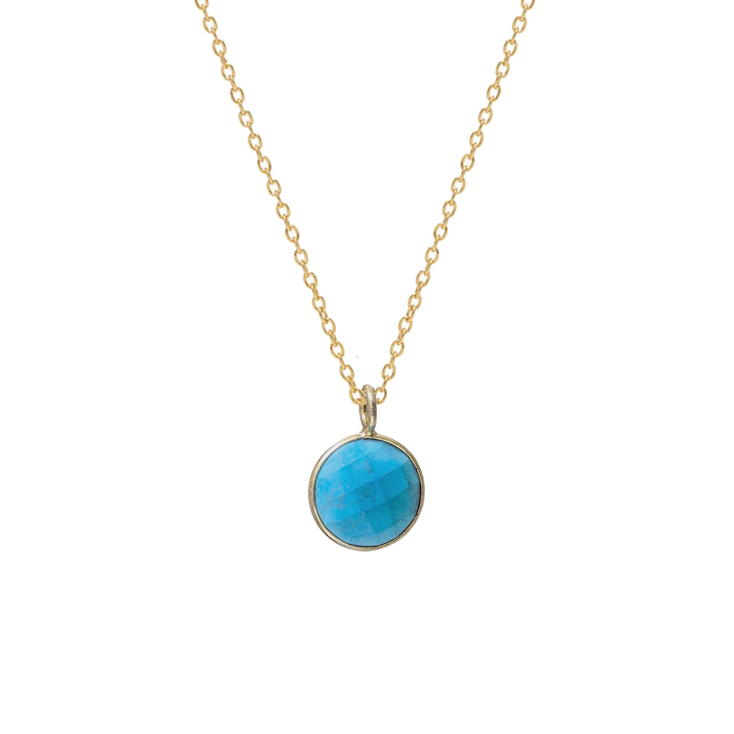 Faceted Howlite Turquoise Pendant on Short Simple Chain