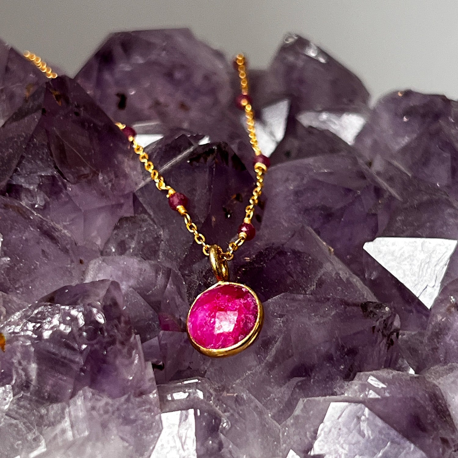 Astro Ruby Pendant on rosary or chain