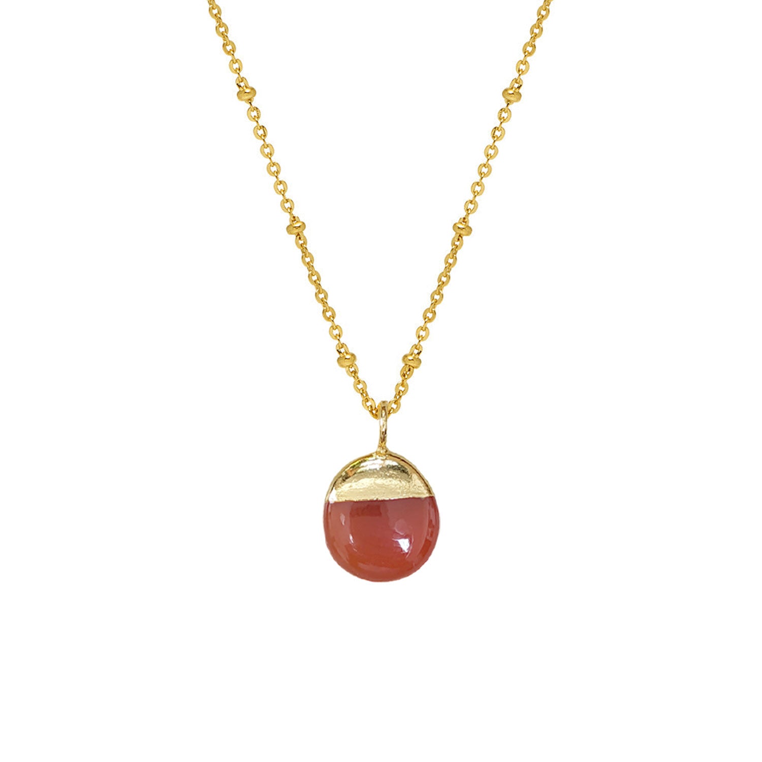 Flat Pebble Pendant Carnelian on Satellite chain