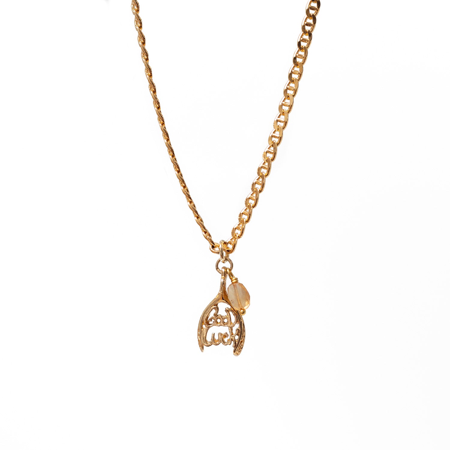 Good Luck Charm Pendant With Gourmet Flat Chain