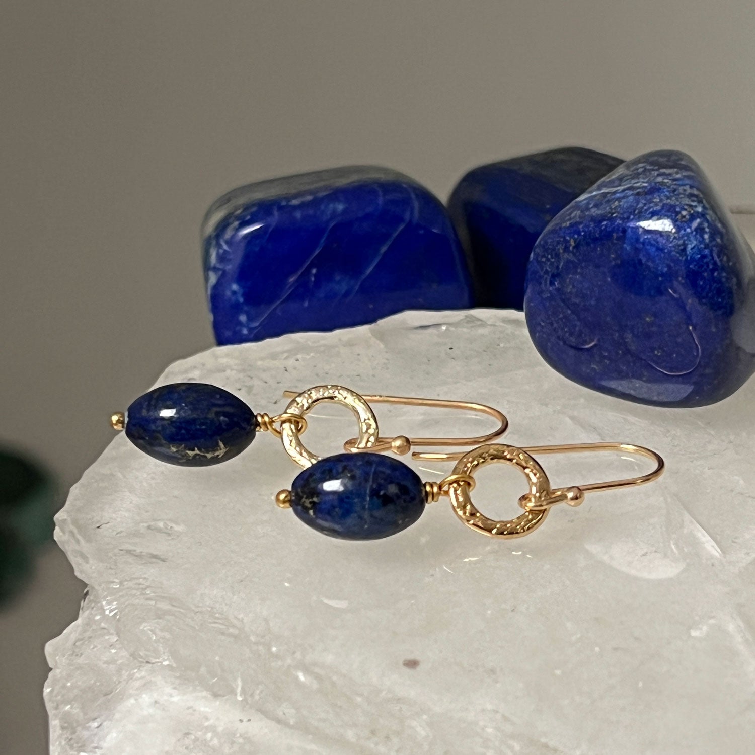 Gita Oval Lapis Lazuli Drop Earrings