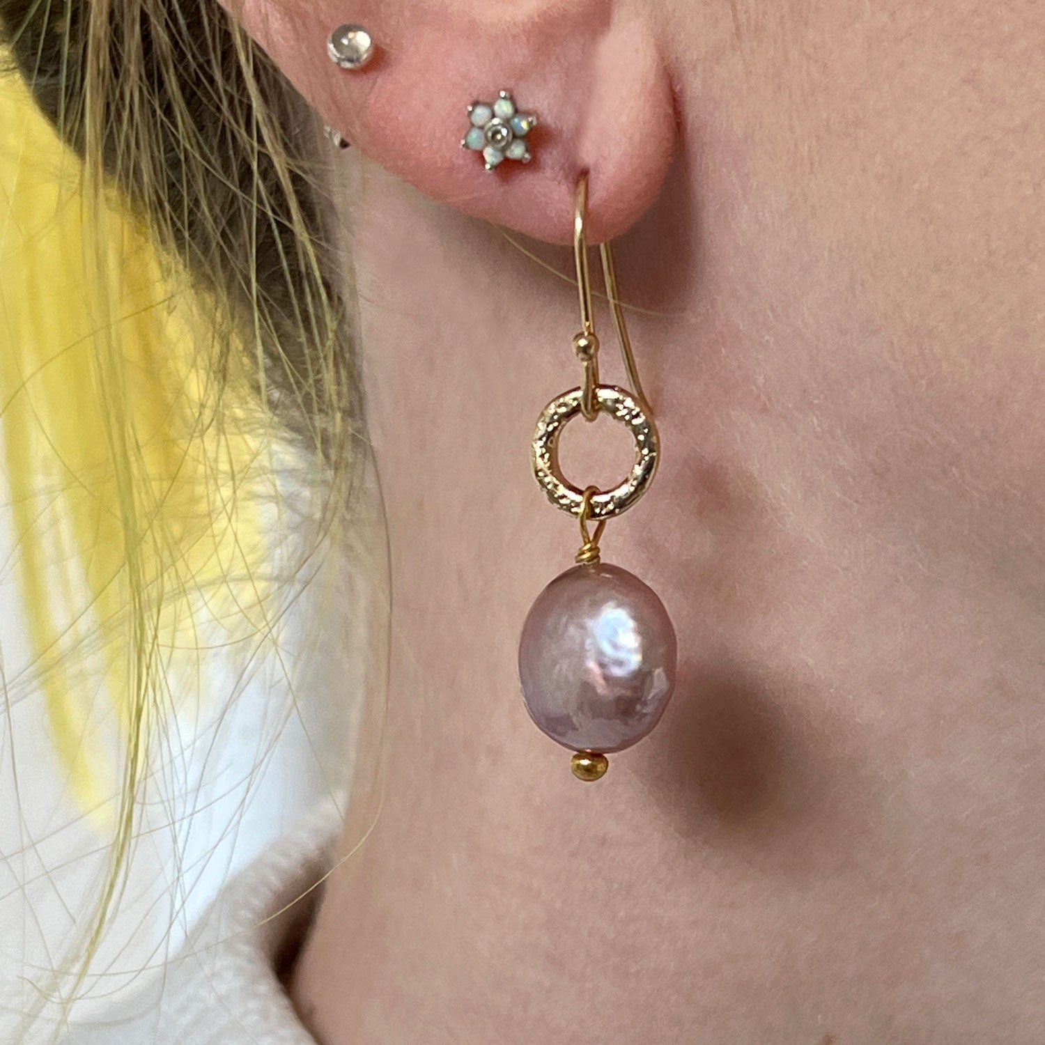 Gita Pink Coin Pearl Earrings