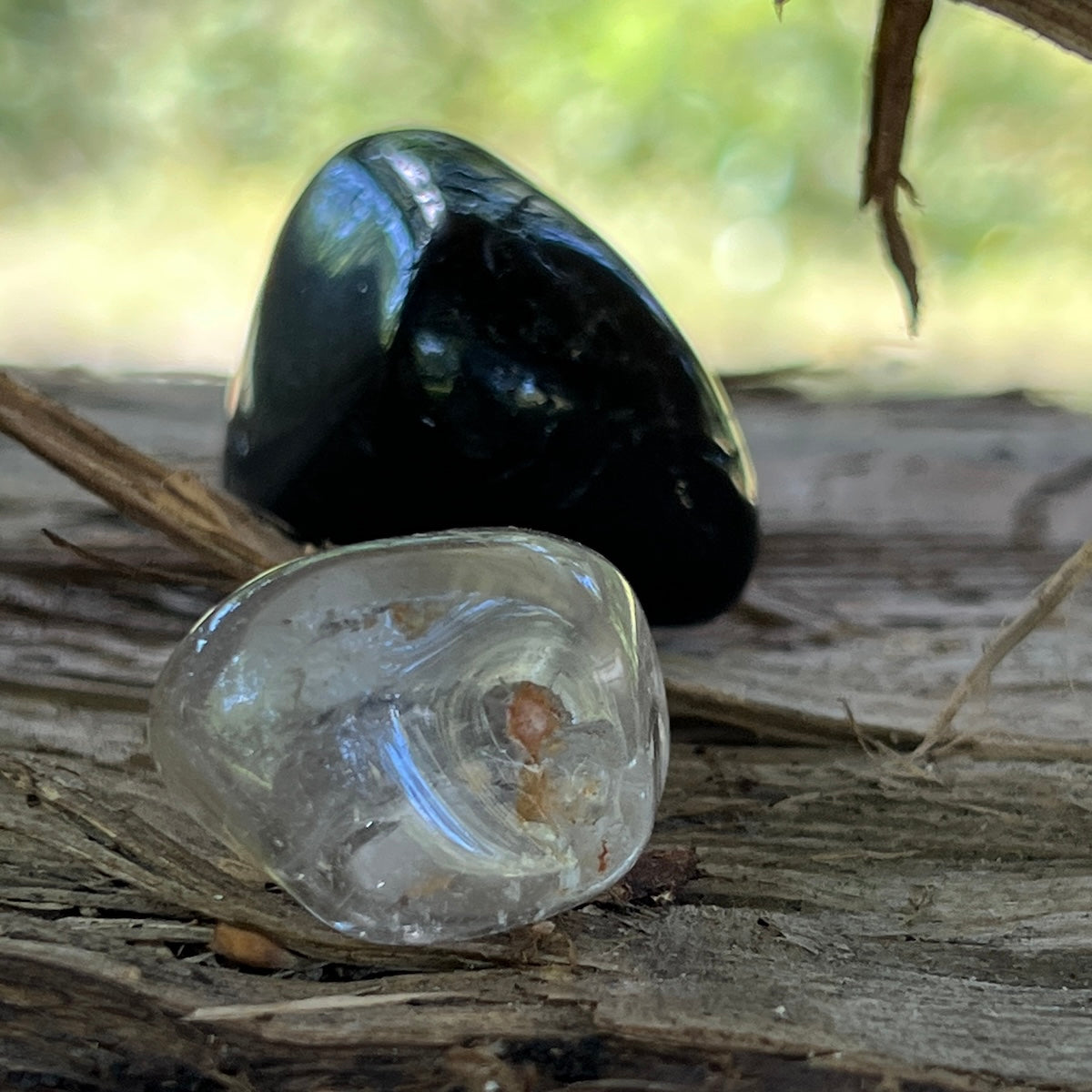 Natural Tumble Black Tourmaline ,rock crystal and Citrine  ,The grounding Joy set