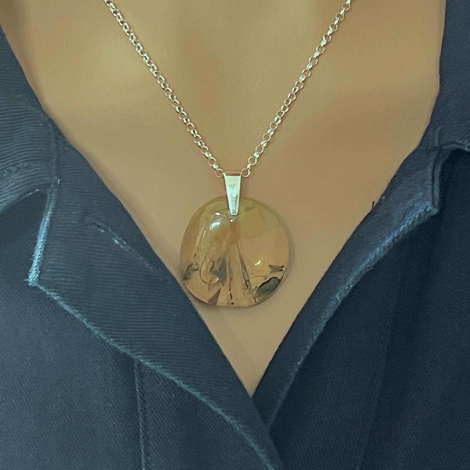 Unique Freeform Ethiopian Opal On Silver Baby Belcher Chain