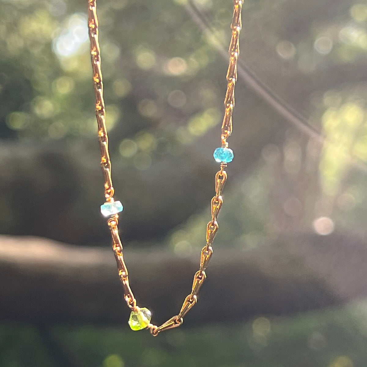 Mini Torsade Chain with Apatite and Peridot