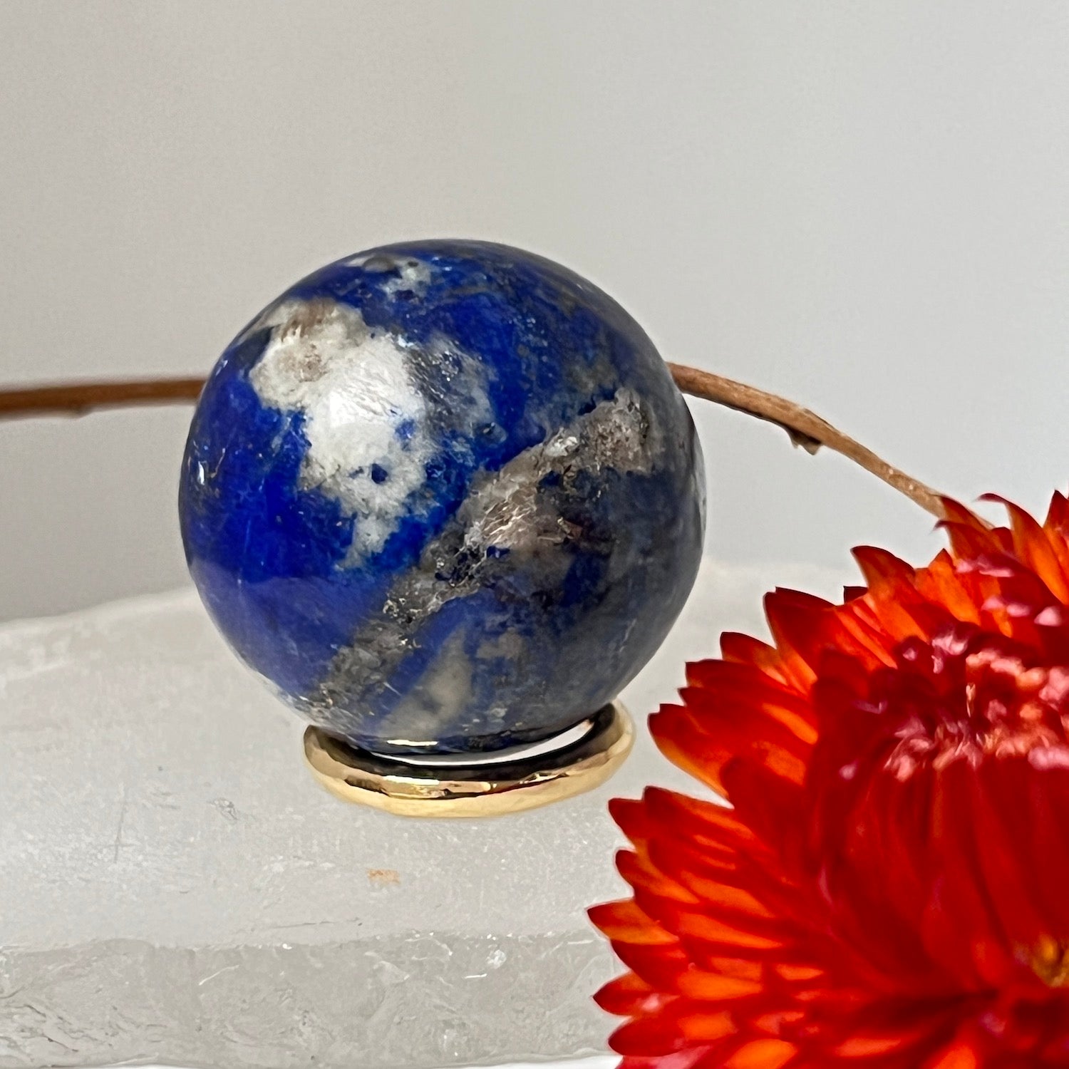 Lapis Lazuli Small sphere with brass stand