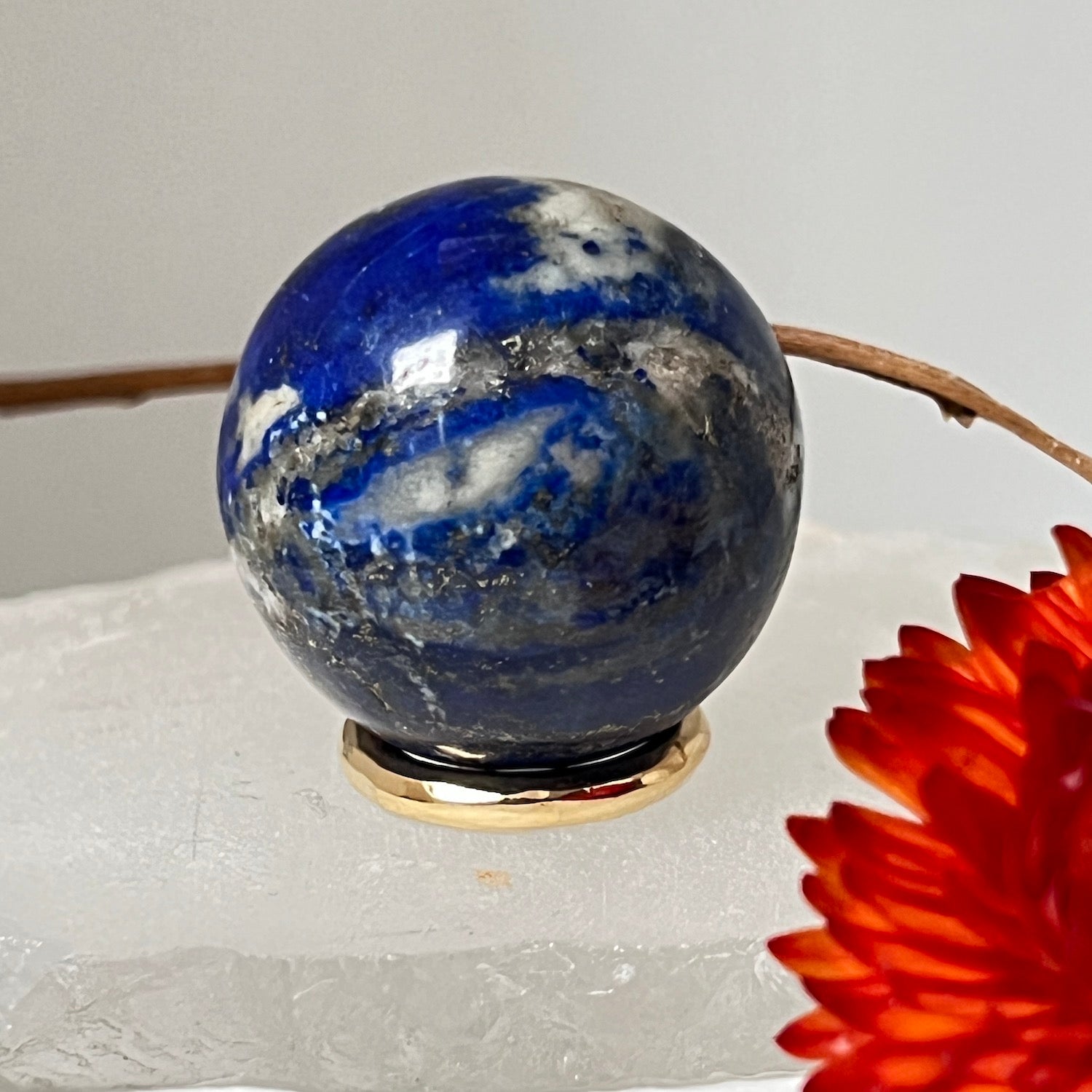Lapis Lazuli Small sphere with brass stand