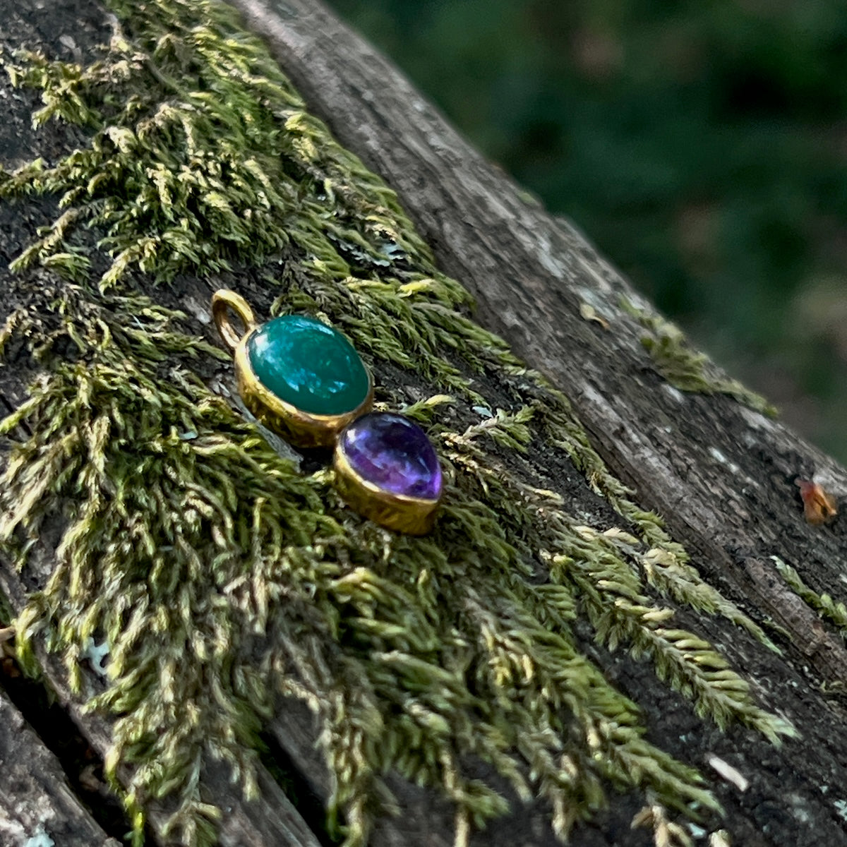 Shakti Green Onyx And Amethyst Pendant