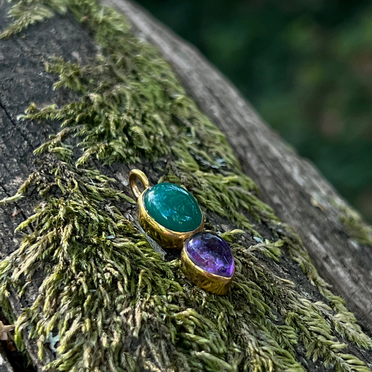 Shakti Green Onyx And Amethyst Pendant