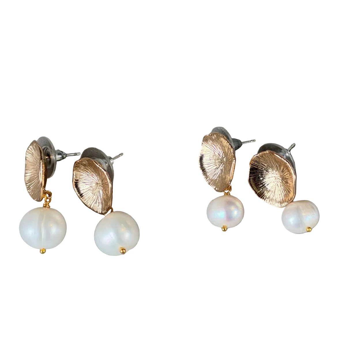 Flower Coral Freshwater Pearl Earrings