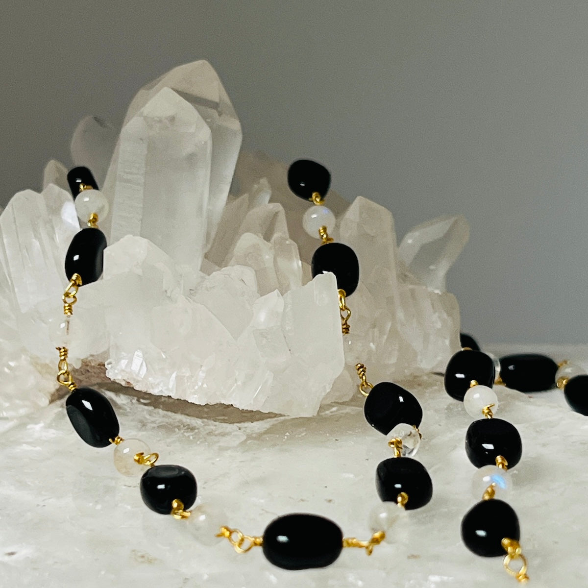 Black Onyx And Moonstone Rosary
