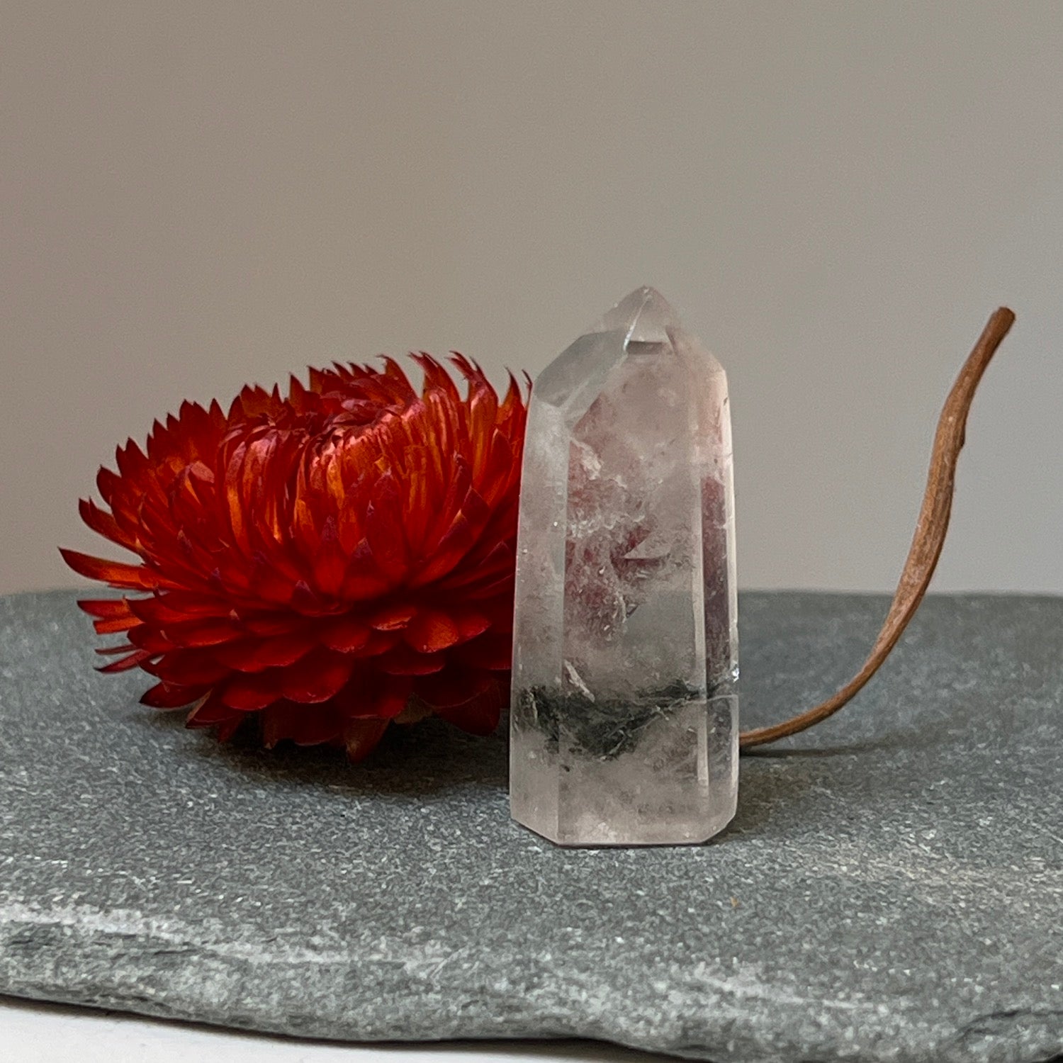 Unique short rock crystal Actinolite