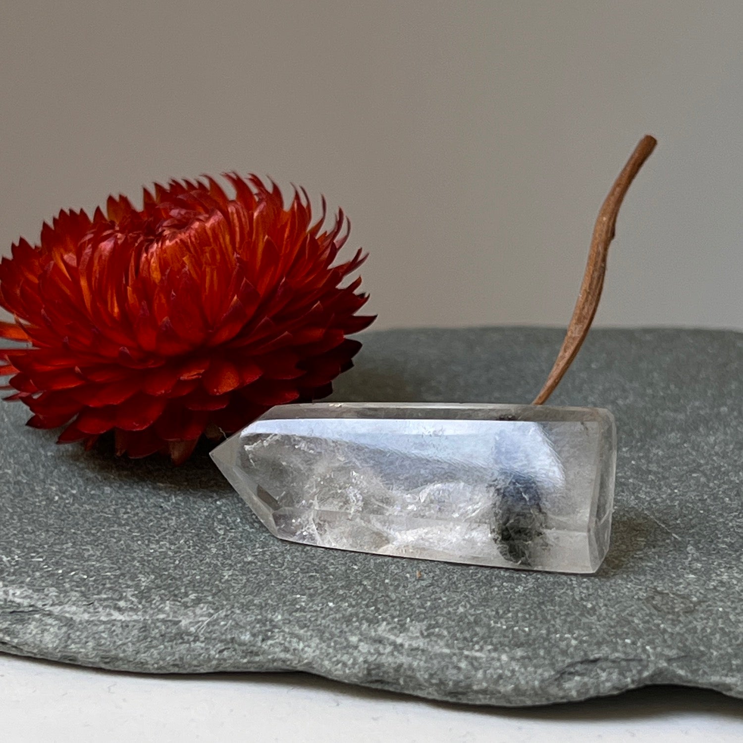 Unique short rock crystal Actinolite