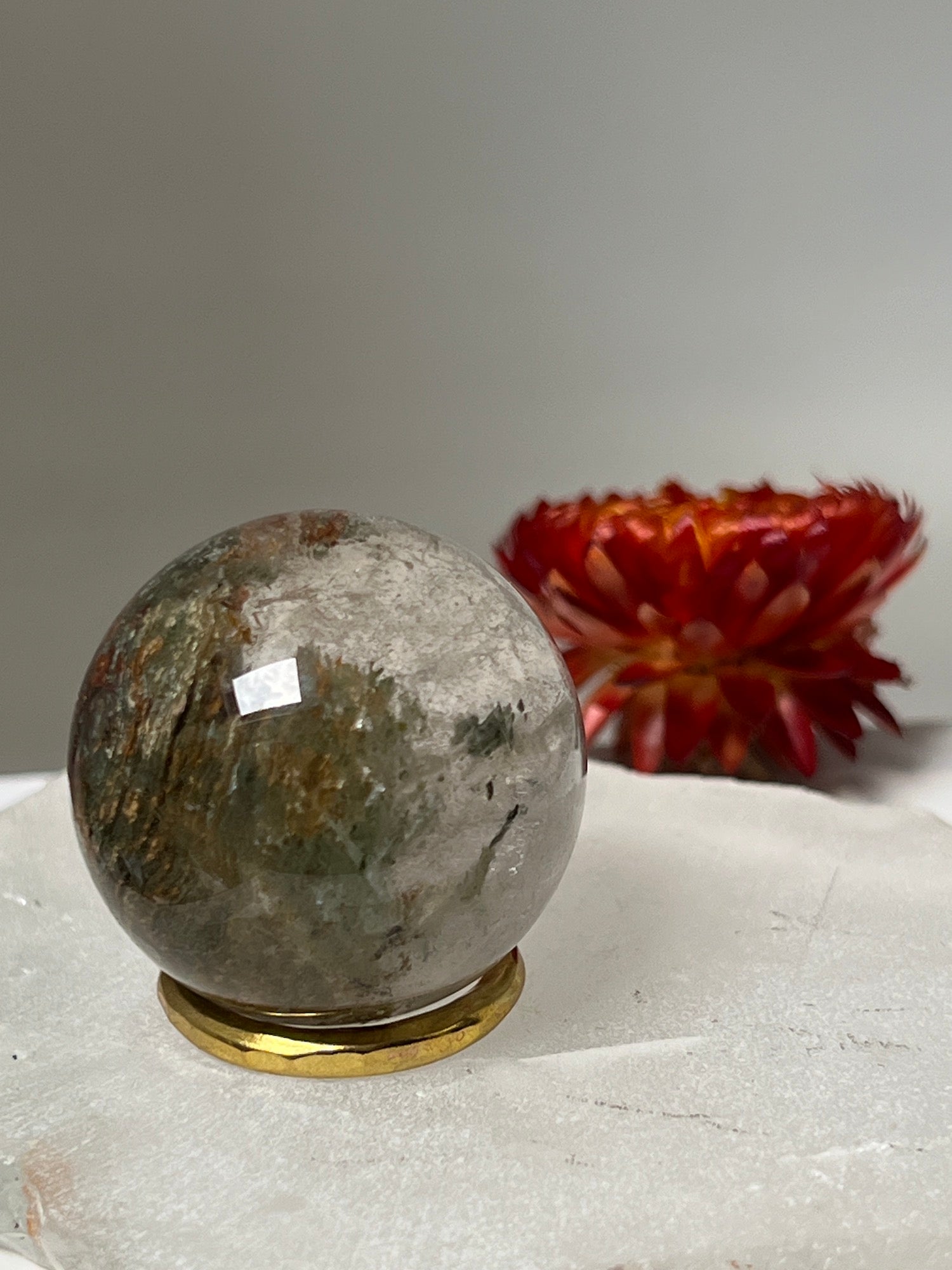 Unique Lodolite Quartz sphere Garden from Brazil