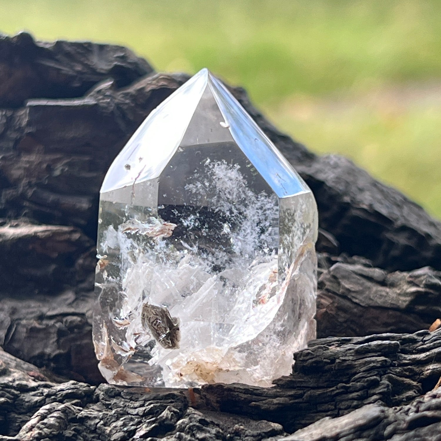 Short Powerful  Phantom Crystal with Mica  inclusions
