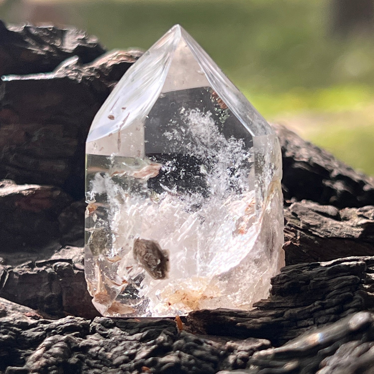 Short Powerful  Phantom Crystal with Mica  inclusions