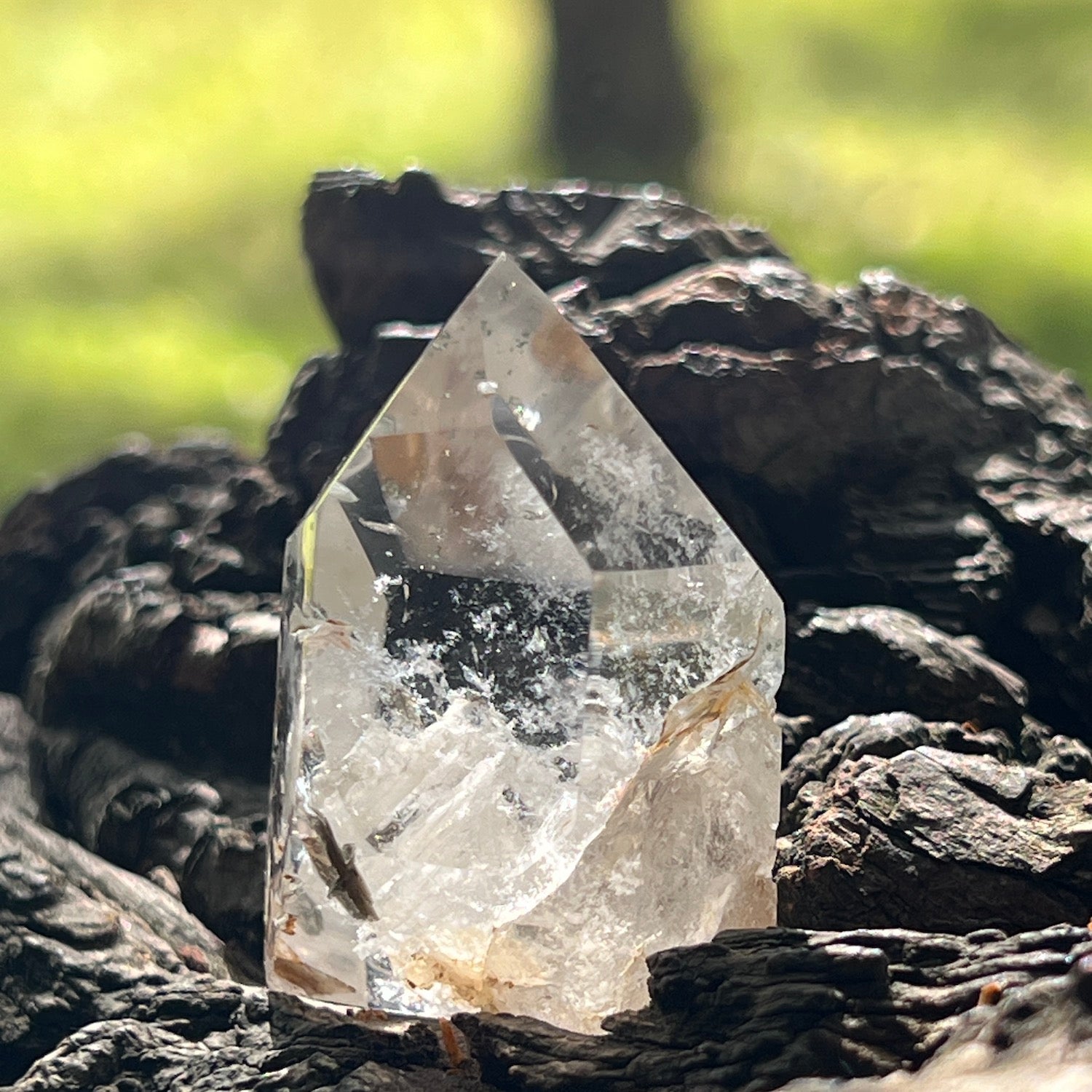 Short Powerful  Phantom Crystal with Mica  inclusions