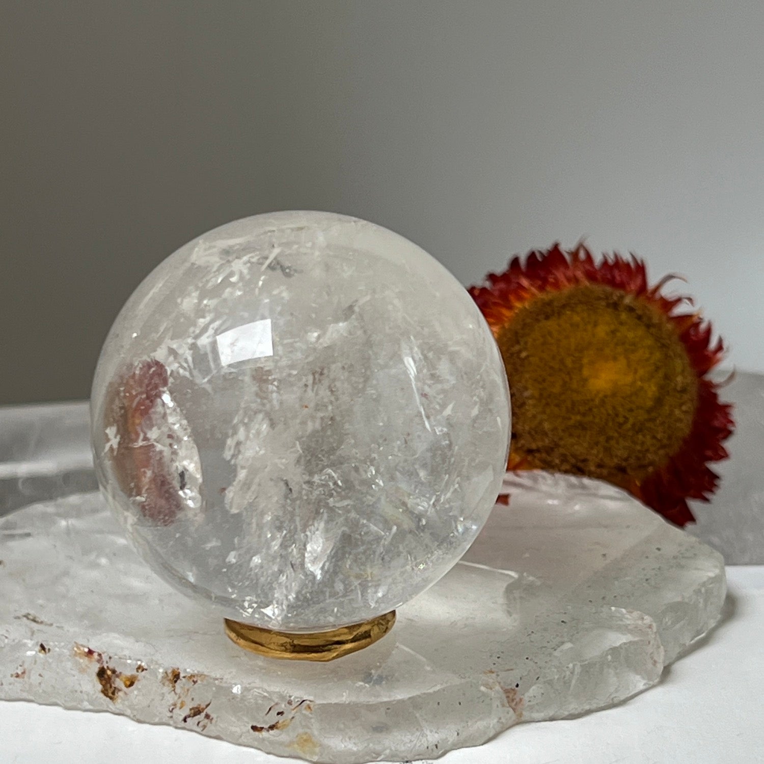 Unique  Rock Crystal Ball  from Madagascar