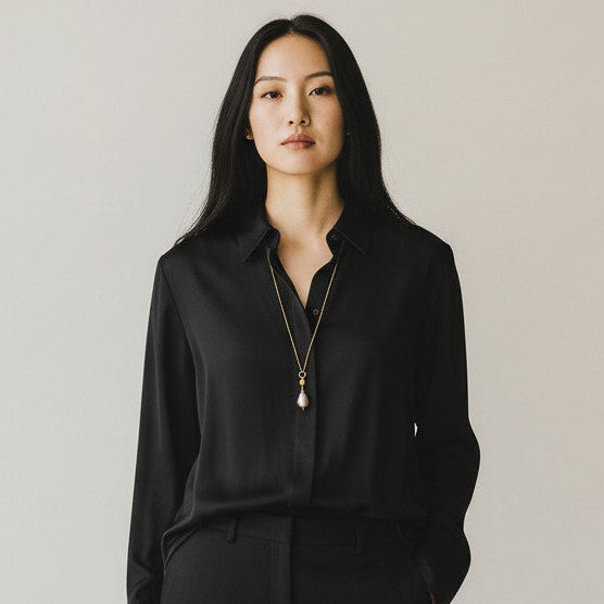 Unique Large Baroque Freeform  Pearl with Opal on Belcher chain