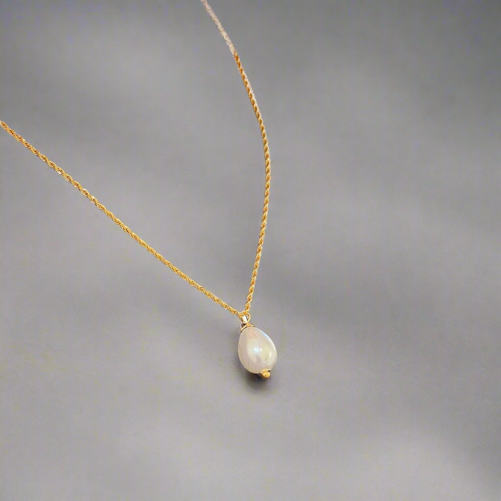 Iris Mother of Pearl Teardrop on Rope Chain