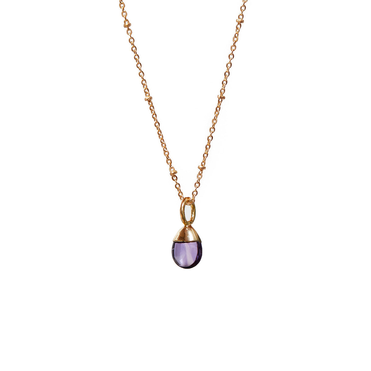 Smooth Amethyst  or Lemon Quartz Drop on Short Satellite Chain