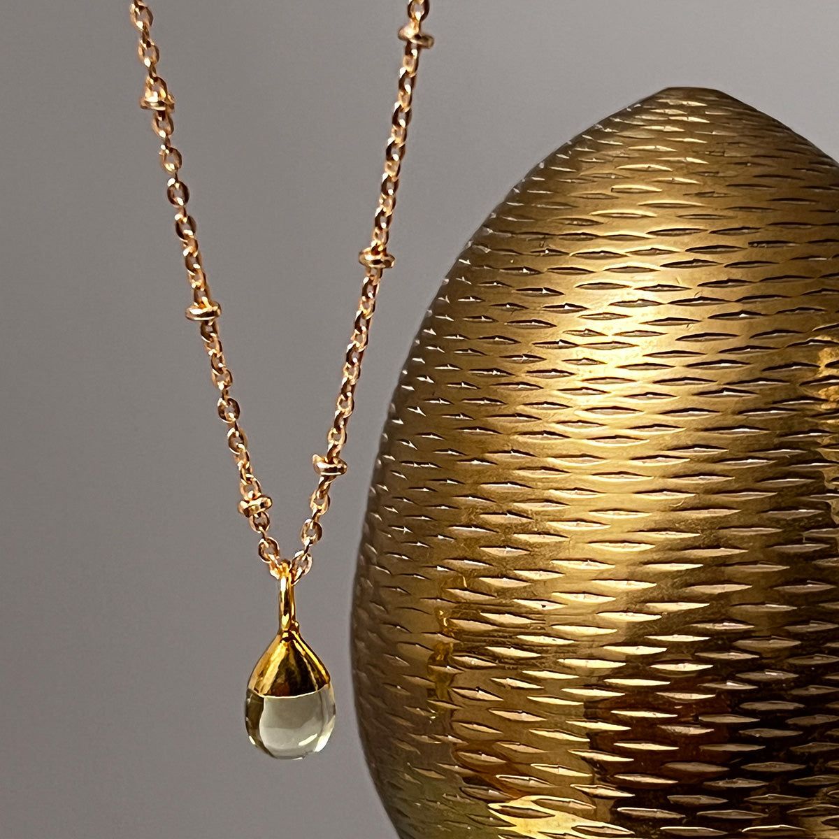 Smooth Amethyst  or Lemon Quartz Drop on Short Satellite Chain