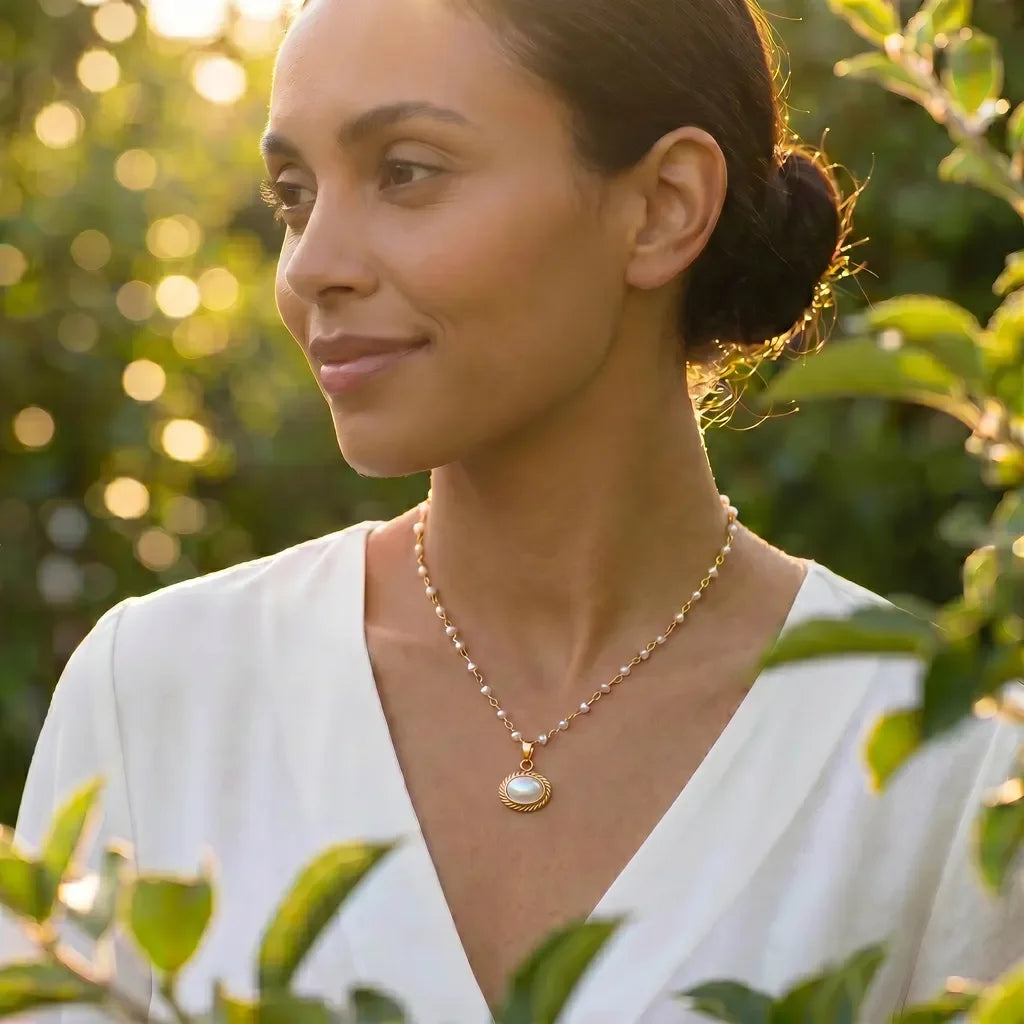 Athena Freshwater Pearl Pendant On Pearl Rosary