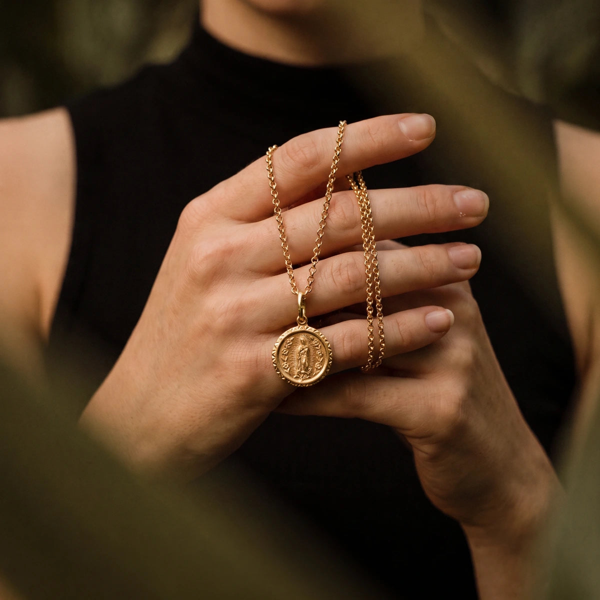 Mary Medal On Long Baby Belcher Chain