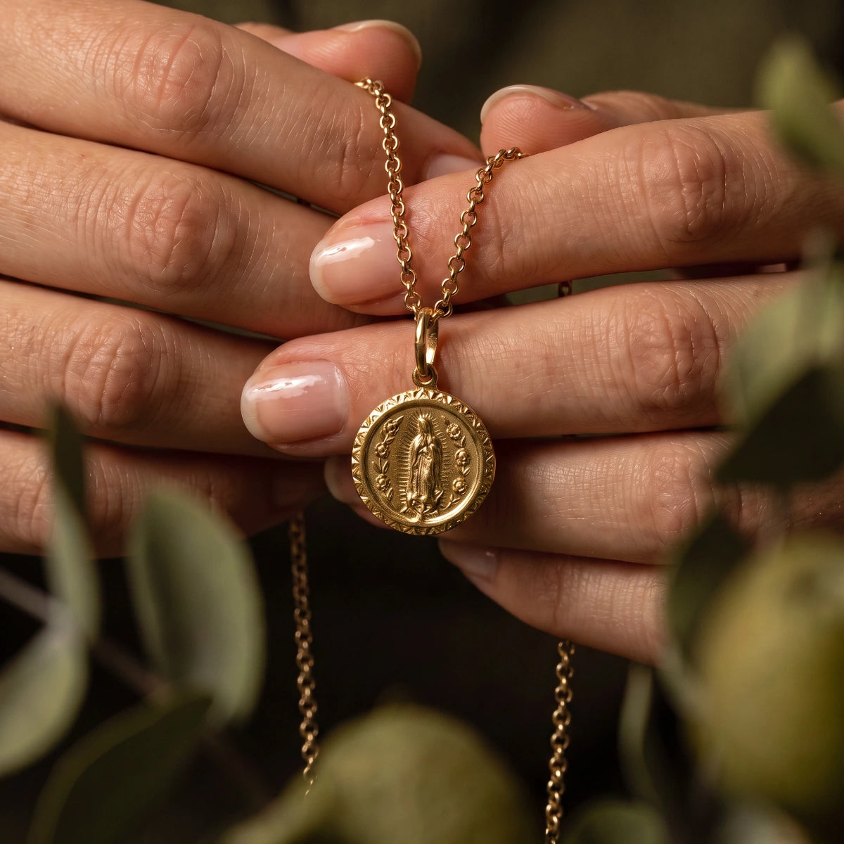 Mary Medal On Long Baby Belcher Chain