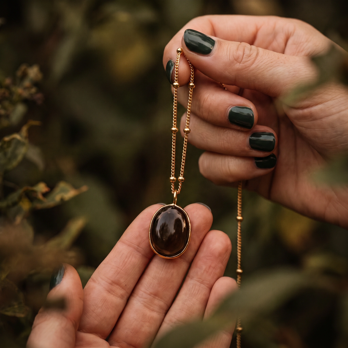 Freeform Smokey Quartz  Bezel set pendant