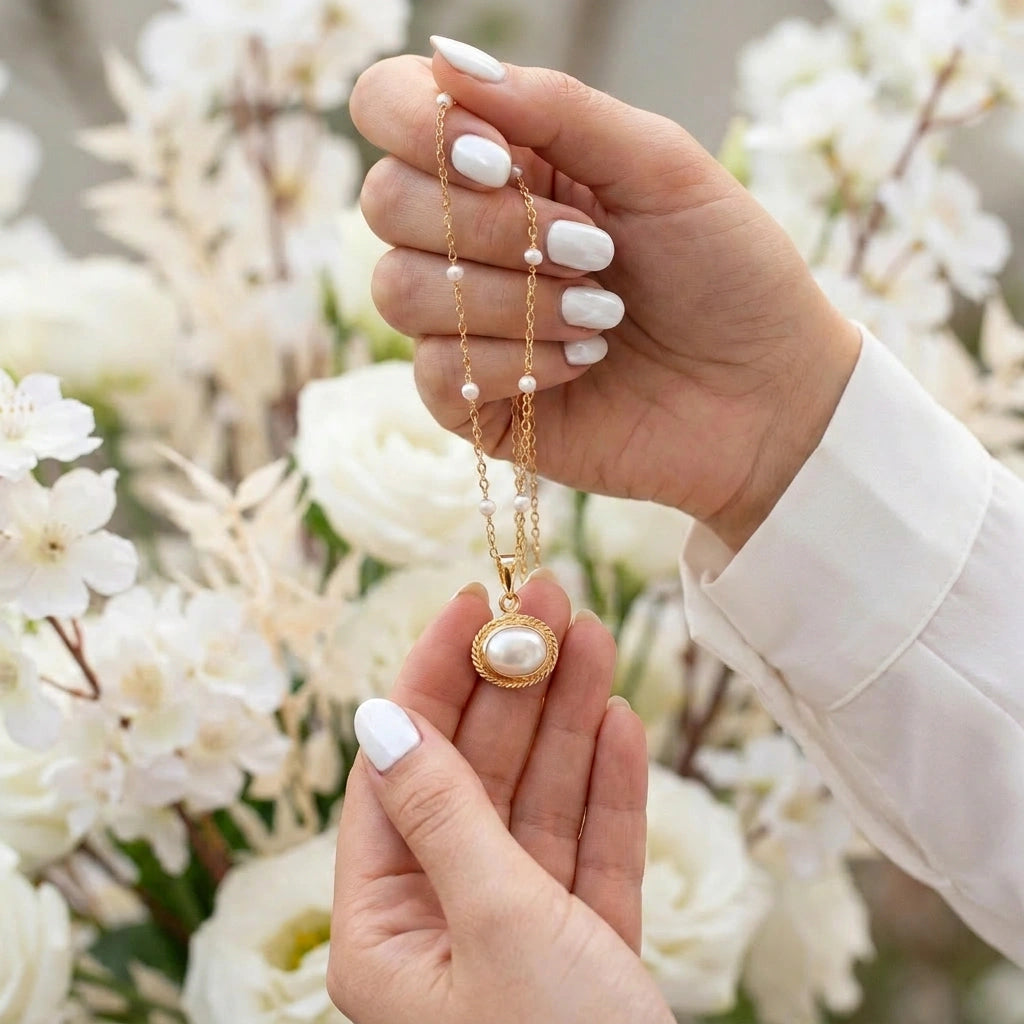 Athena Freshwater Pearl Pendant On Pearl Rosary