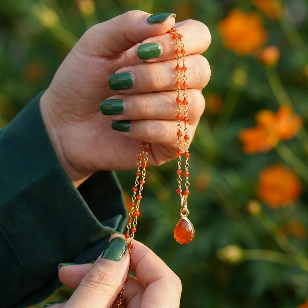 Iggy Carnelian Pendant On Short Carnelian Rosary