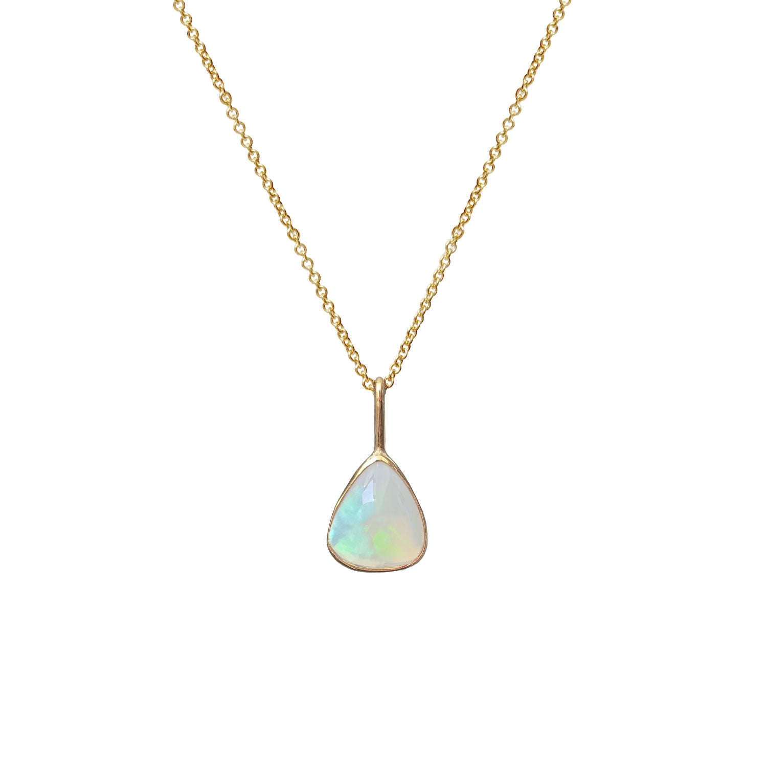 Unique Opal Power Triangle from Ethiopia on Gold Filled Fine Cable Chain