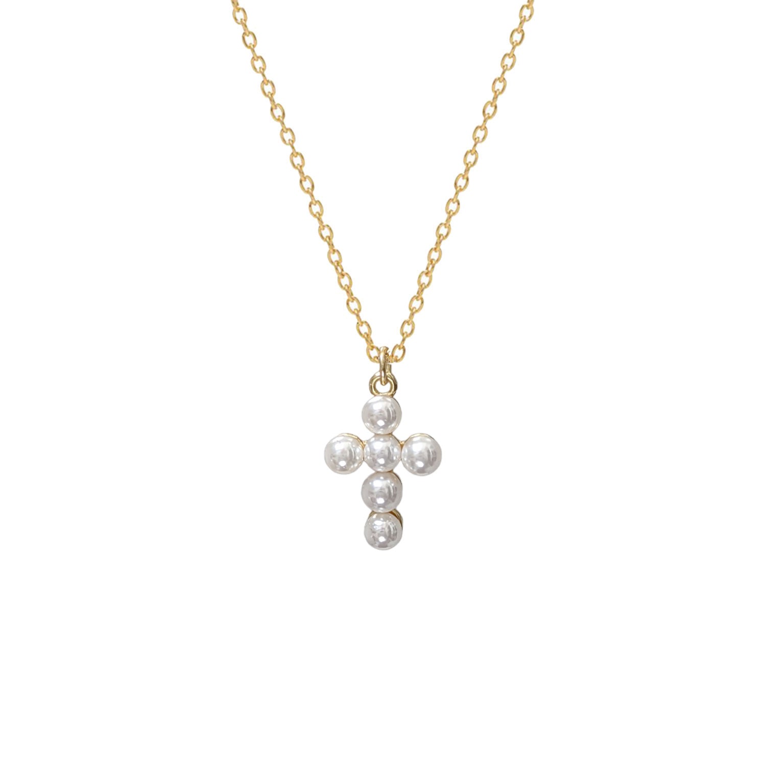 Pearl Cross Pendant on short simple chain